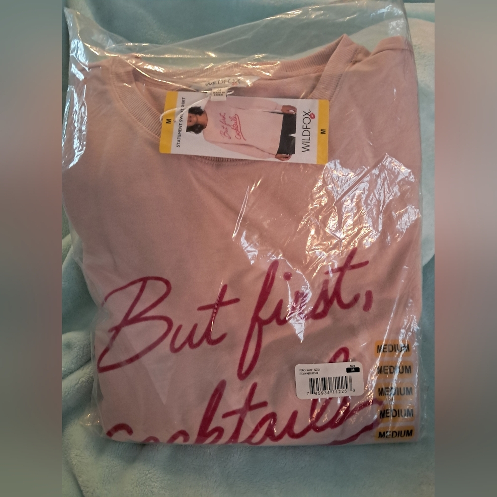 Wildfox Blush Graphic Sweatshirt But First, Cocktails Size M